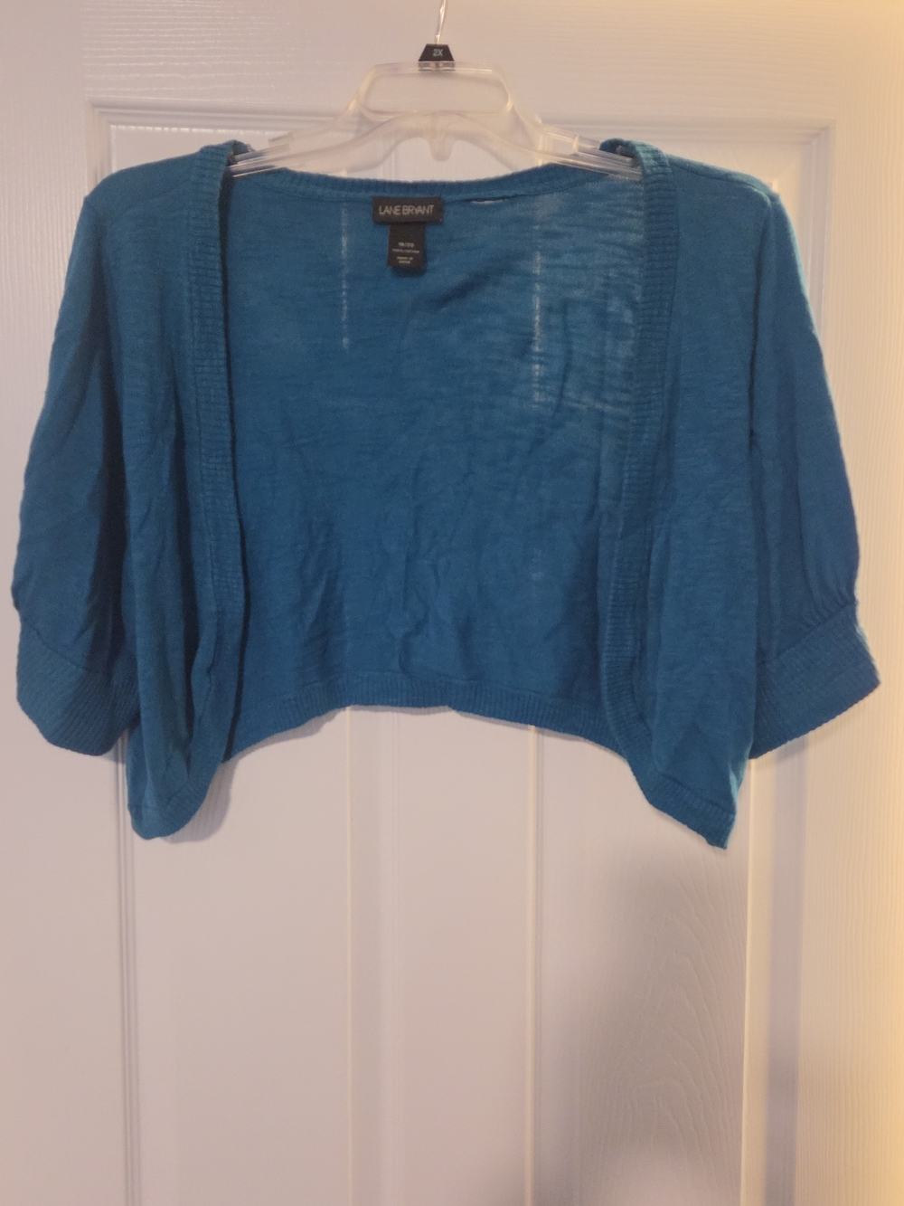 Lane Bryant Teal Open-Front Cropped Shrug